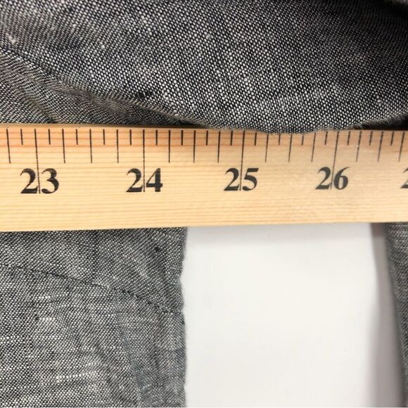 Tahari Linen Shirt Womens 1X Black Button Front Roll Tab Long Sleeve - Picture 6 of 8